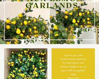 Ghirlanda Limoni Artificiali 77 Pollici - Con Fiori E Foglie Per Decorazione - Foto 7