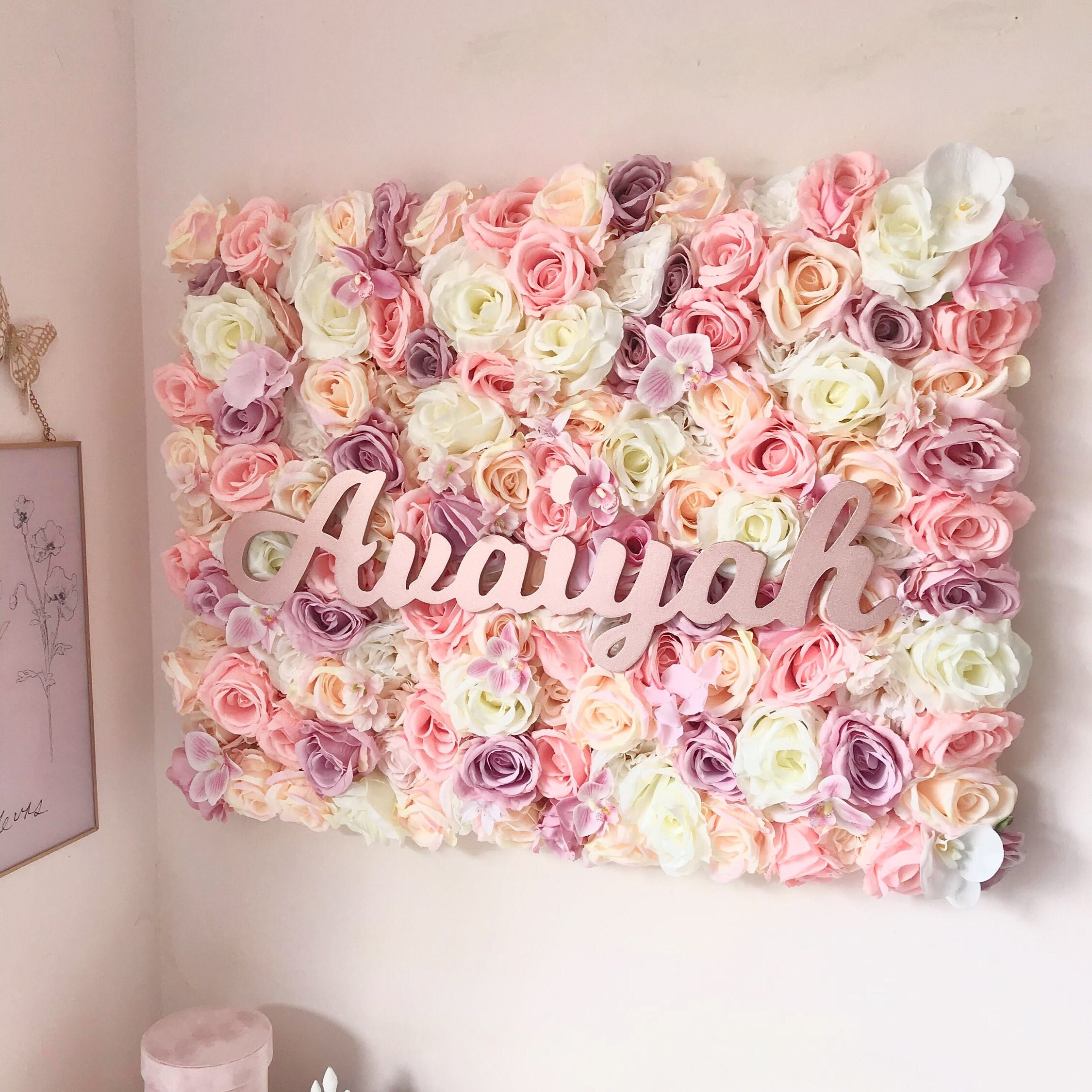Pink and Gold Nursery Decor Flower Wall Nursery Floral Etsy UK