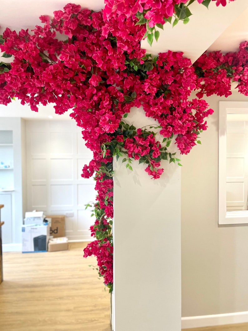 Artificial Bougainvillea Garland 150 cm, Faux Bougainvillea Flower Garland, Bougainvillea Flower Indoor, Outdoor, Lux Flower Garland image 1