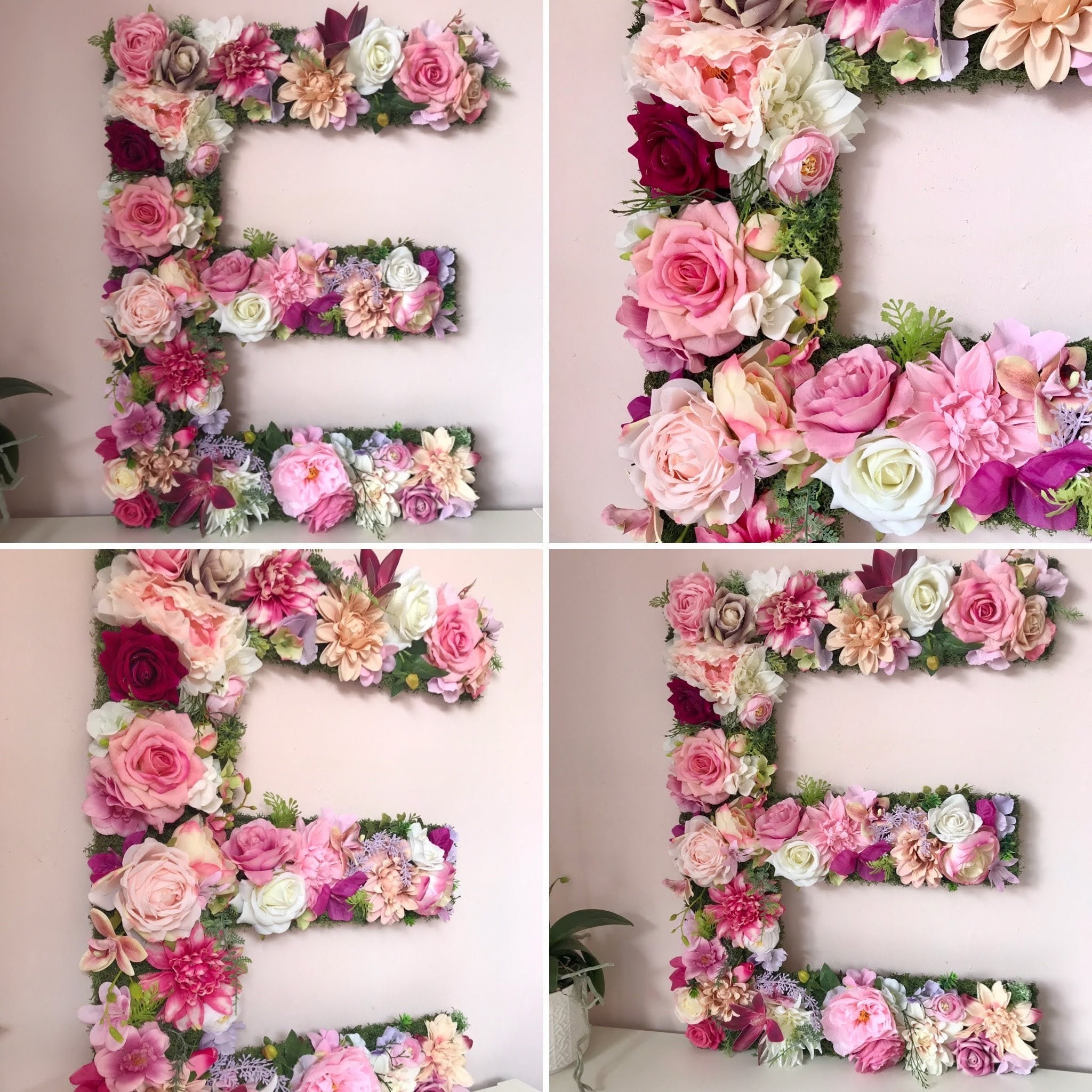 Moss Floral Letter: 3D Silk Flower Wall Decor - Etsy