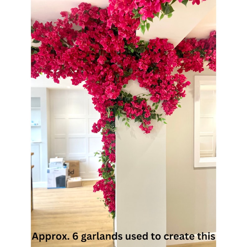 Artificial Bougainvillea Garland 150 cm, Faux Bougainvillea Flower Garland, Bougainvillea Flower Indoor, Outdoor, Lux Flower Garland image 2