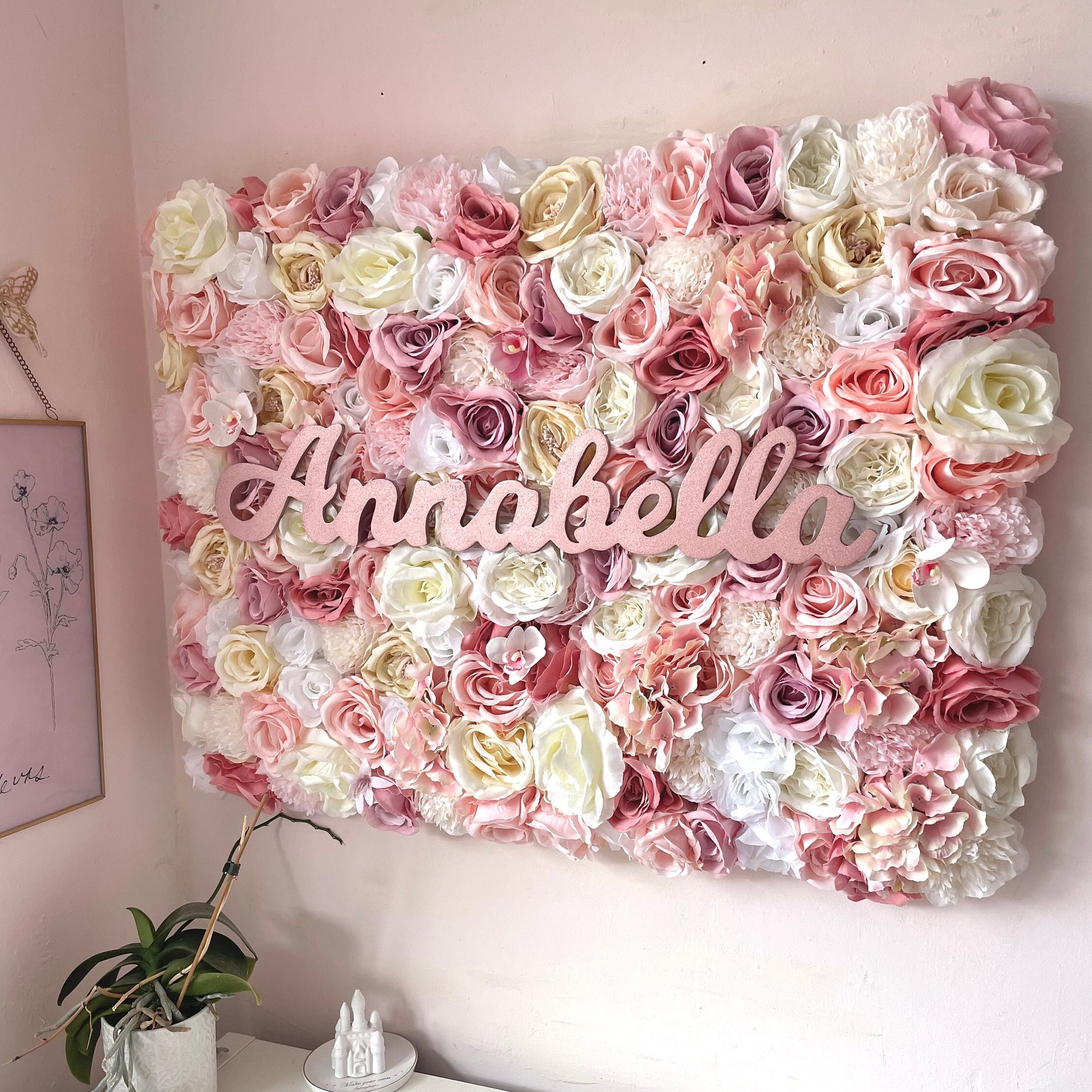Pink and Gold Nursery Decor Flower Wall Nursery Floral Etsy UK