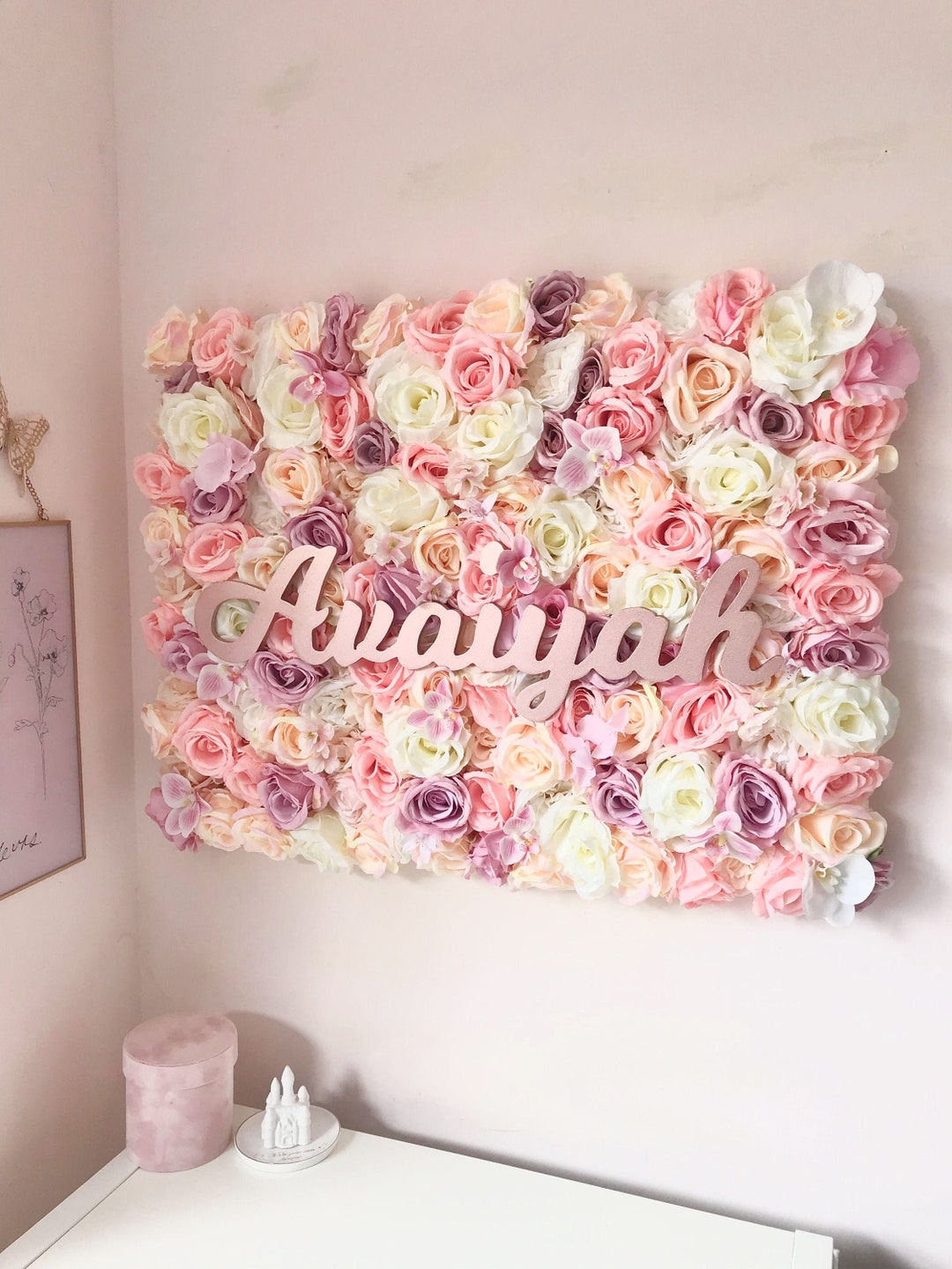 Custom Flower Wall Pink, Floral Wall, Nursery Decor, Salon Flower Wall