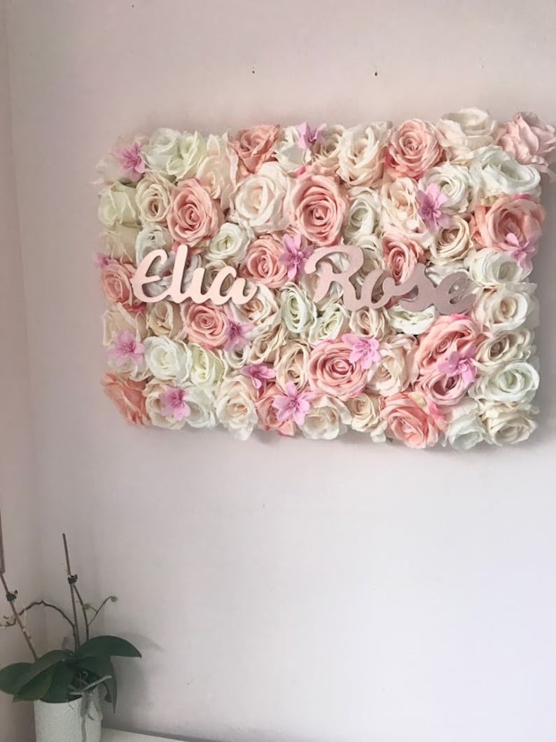 Flower Wall With Personalised Name Sign Aesthetics Floral Etsy