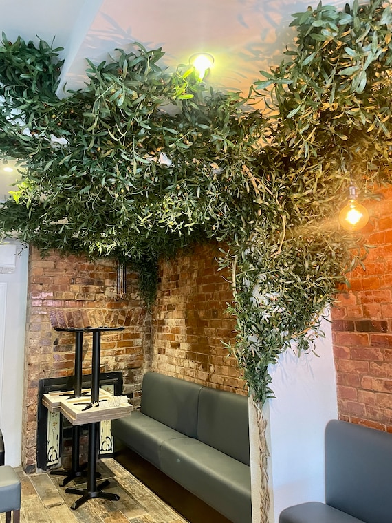 Faux Olive Leaf Garland with Fruit, Mediterranean Decor, 145 Inch
