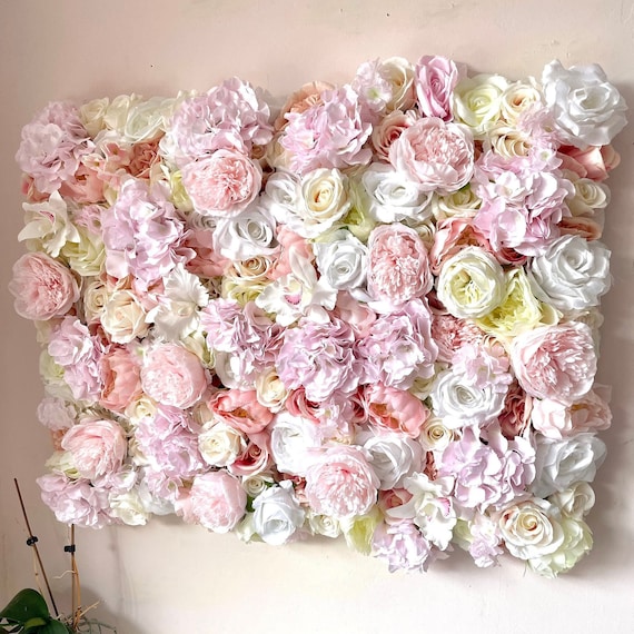 Blush Pink Blumen Wand Panel: Seide Pfingstrosen & Rosen Hintergrund