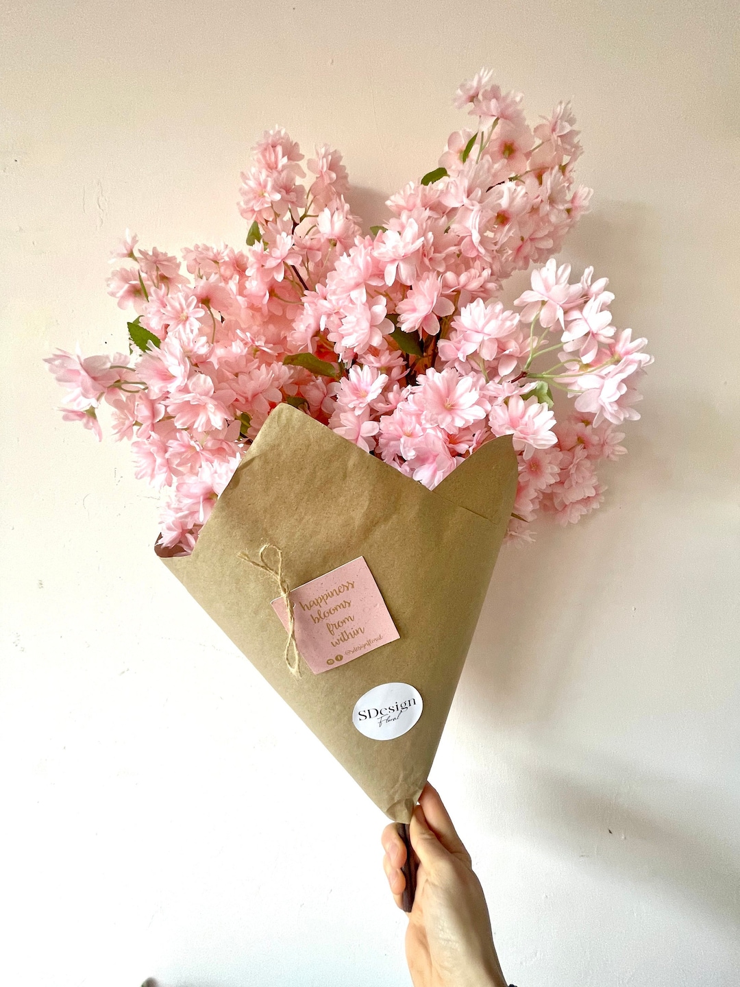 フェイク桜の花束、人工ピンク桜アレンジメント、桜の枝、母の日 フェイク桜の花束、人工ピンク桜アレンジメント、桜の枝、母の日