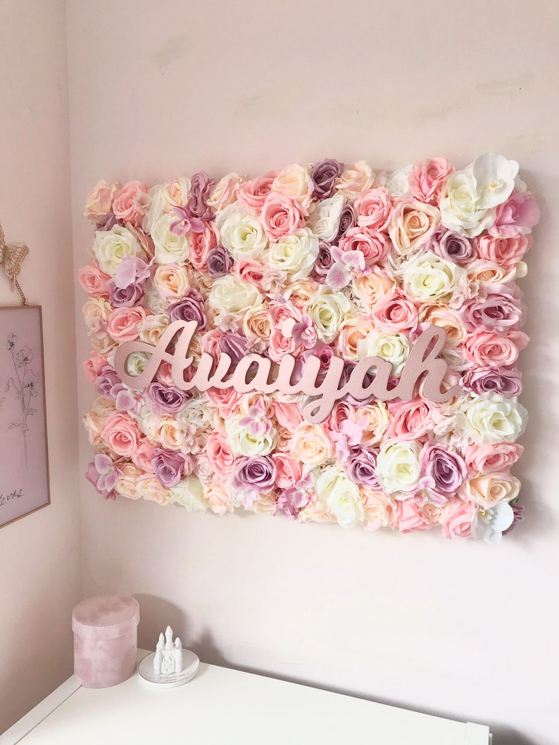 Dusty Pink Nursery Flower Wall Faux Flower Wall Panels Etsy UK