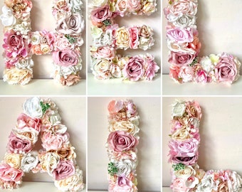 Flower Letter Name Sign, Floral Letters, Pink Nursery Wall Decor, Blush Pink Nursery, Gift For Mum To Be, Baby Shower Decor, Floral Name