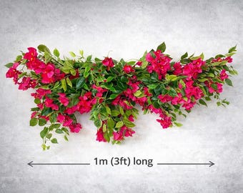 Handmade Pink Bougainvillea Garland, Silk Flower Vine, Wedding Decor, 1m