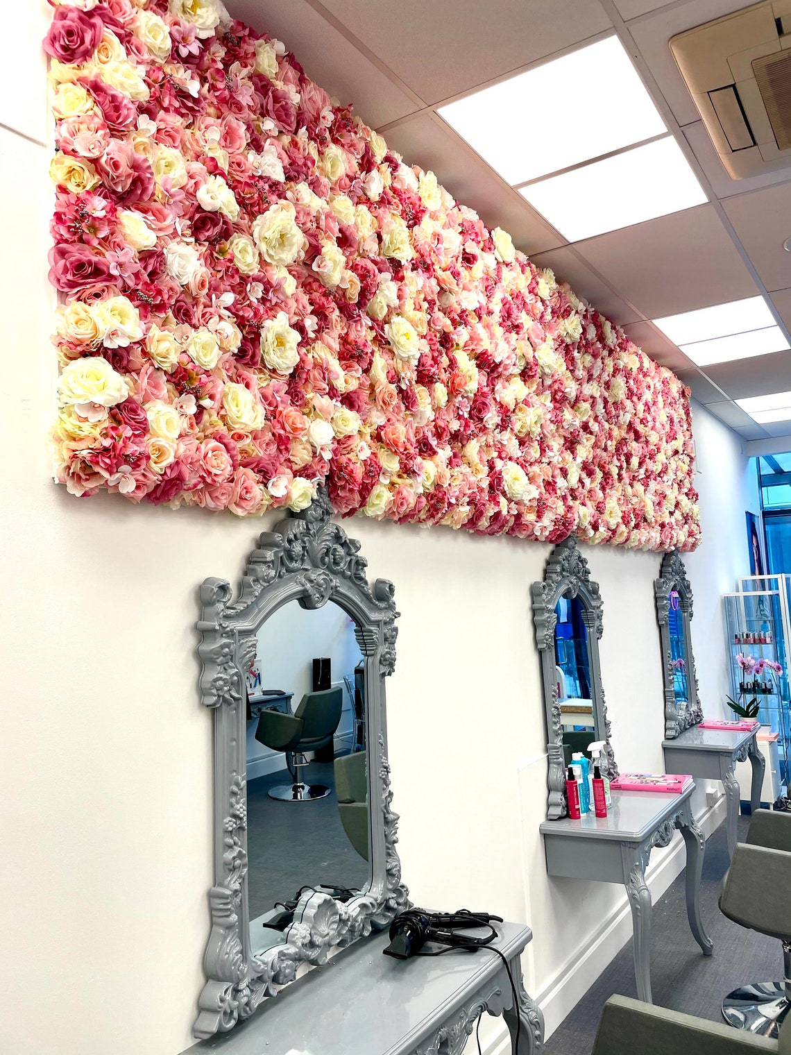 Custom Pink Flower Wall Salon Decor Hair Salon Decor Flower Etsy
