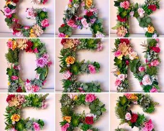 Floral Initial Nursery Decor: Moss Flower Letter, Woodland Theme