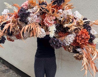 Extra Large Autumn Floral Garland: Boho Wedding Arch Decor, Hydrangea Garland