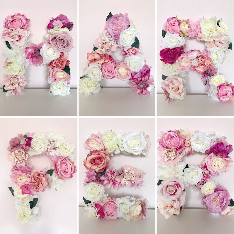 Flower Letters Baby Name Sign Floral Letters Nursery Name Etsy UK