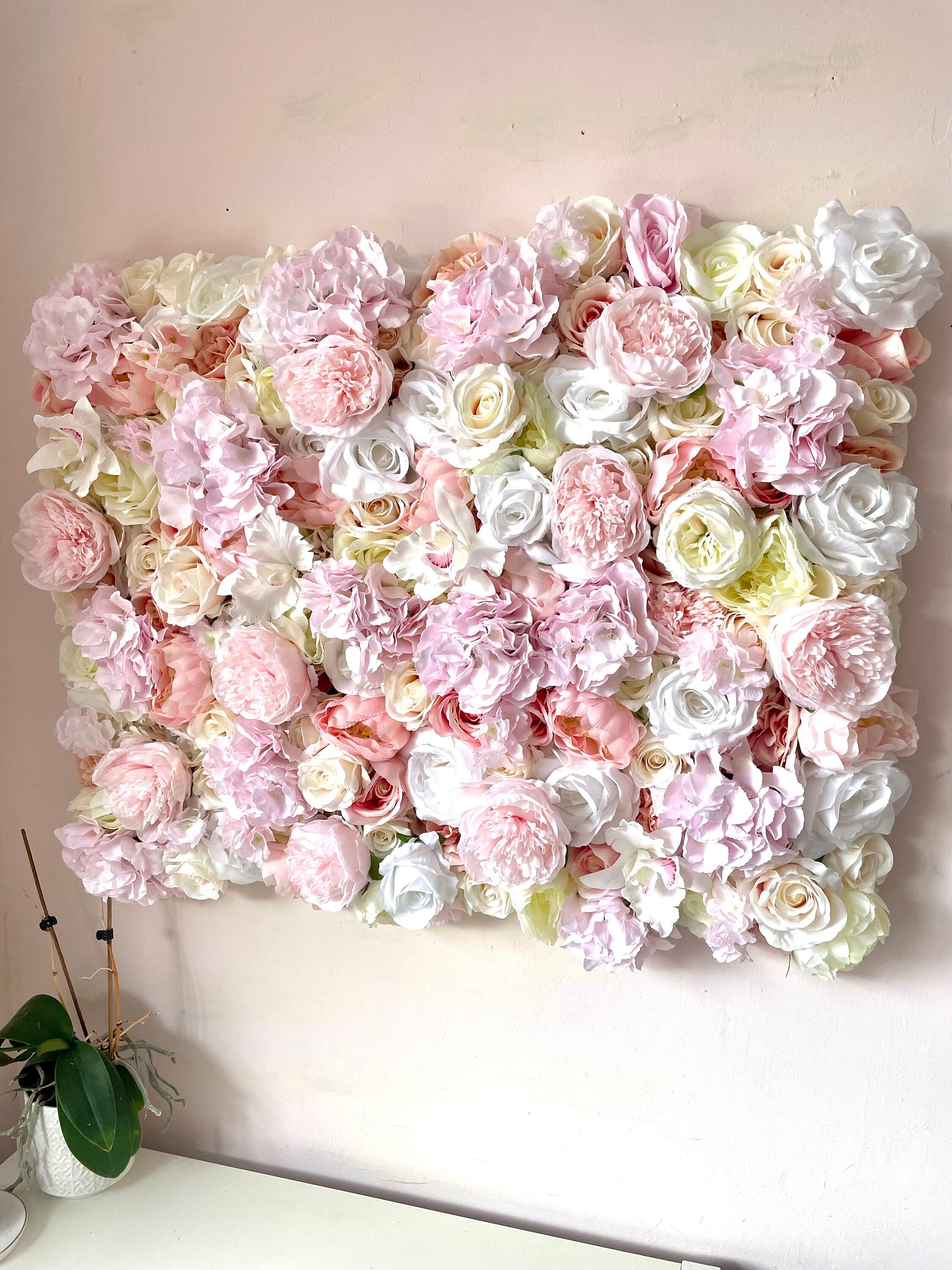 Set 6 Pannelli Floreali 3D Con Rose E Ortensie In Seta – 38x38 Cm, Per Sfondi Matrimonio, Feste E Pareti Decorative – Giallo Rosa