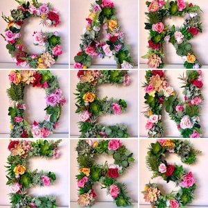 Letras grandes de flores 3D con musgo, letras de flores grandes, letreros de madera para logotipos comerciales, letras de flores personalizadas de cualquier color y tamaño.