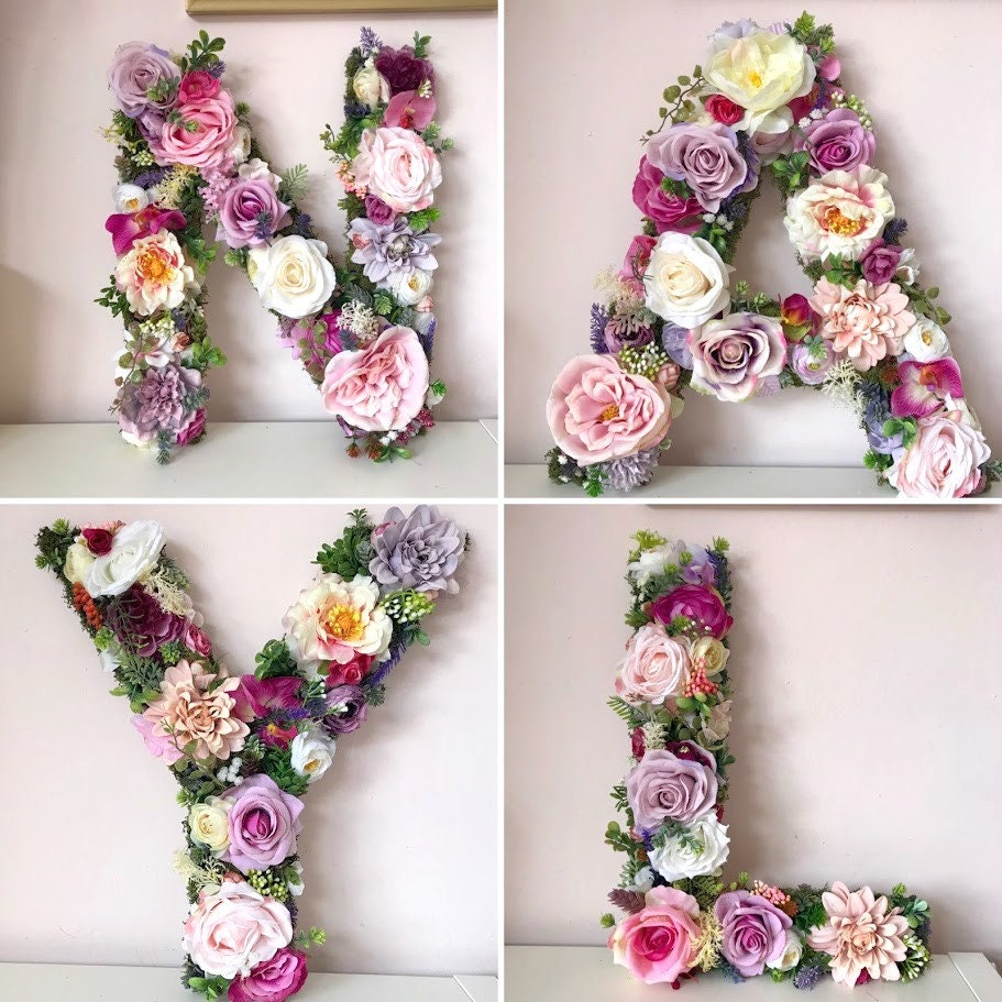 Custom Flower Letters Flower Wall Letters Woodland Baby Etsy