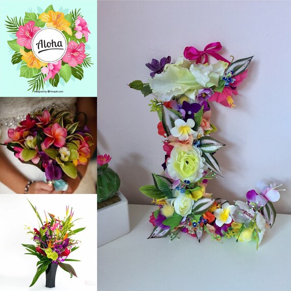 Flower Letter Tropical Flowers Floral Letter Wedding Decor Etsy
