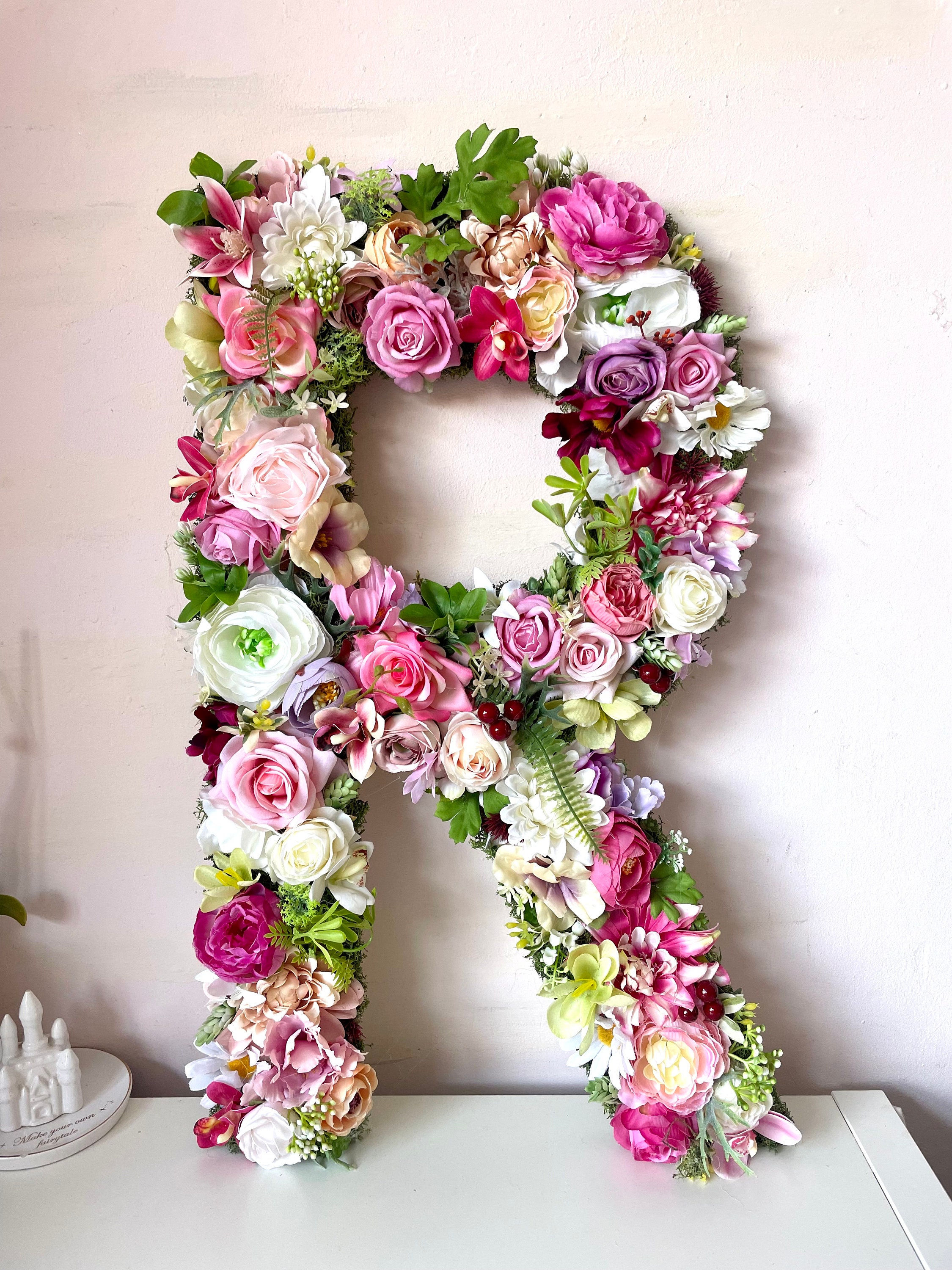 Moss Floral Letter: 3D Silk Flower Wall Decor - Etsy