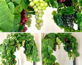 6ft Artificial Ivy Garland With Grapes - Green Hanging Vine For Weddings & Decor | 180cm Plastic Grape Vine