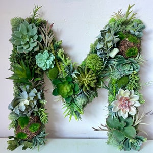 Large Moss Wall Letter: Succulent Woodland Nursery Decor
