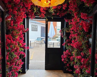 Fuchsia Pink Bougainvillea Garland On a Natural Tree Vine, Bougainvillea Garland