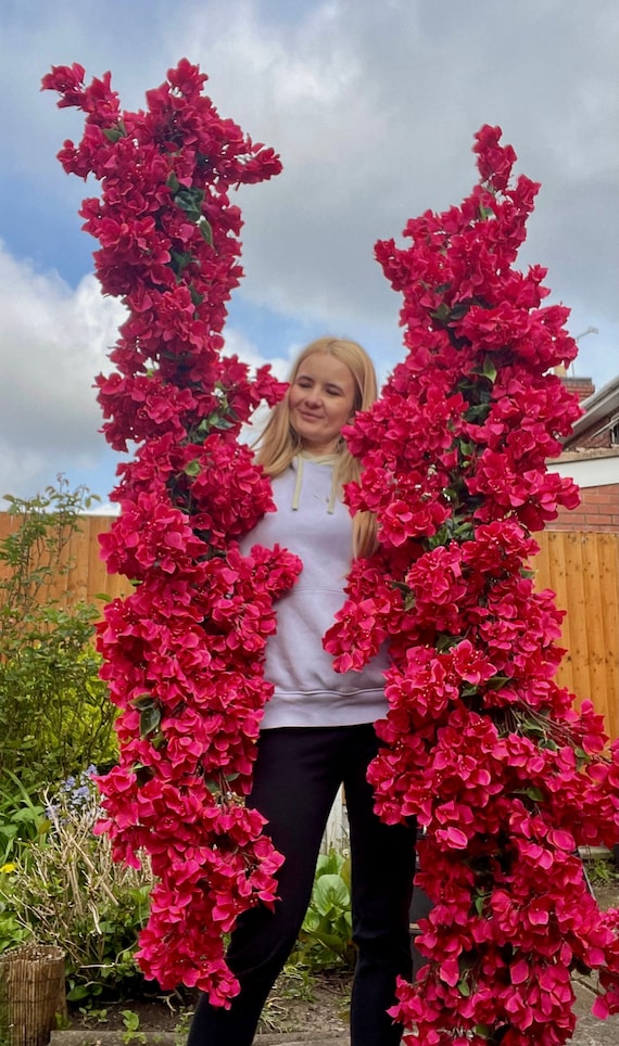 Künstlicher fuchsiafarbener Bougainvillea-Girlande, leuchtend pinkfarbener Blumengirlande, realistische, kaskadenartige Blüten