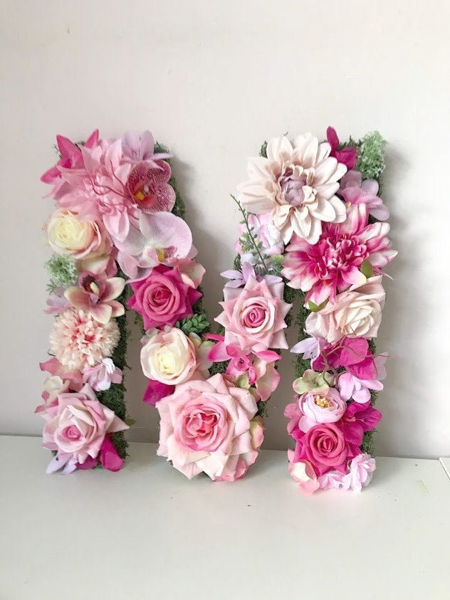 Flower Letter With Moss Floral Letters Woodland Nursery Etsy