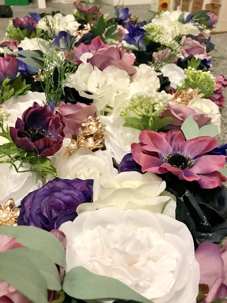 Purple Blue Flower Wall Backdrop Luxury Flower Wall Decor Etsy UK