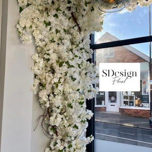 White Cherry Blossom Garland 6.5 ft Realistic