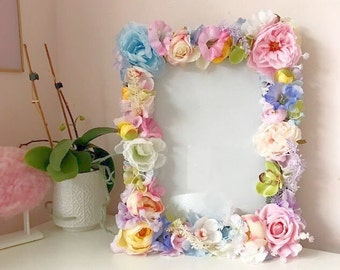 Rainbow Floral Picture Frame, Picture Frame Wall Art, Custom Photo Frame, Pastel Wedding, Custom Gift, Birthday Decor