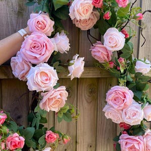 Artificial Vintage Rose Garland, Artificial Rose Hanging Decoration, Luxury Pink Rose Decor, Artificial Rose Garland 180 cm long