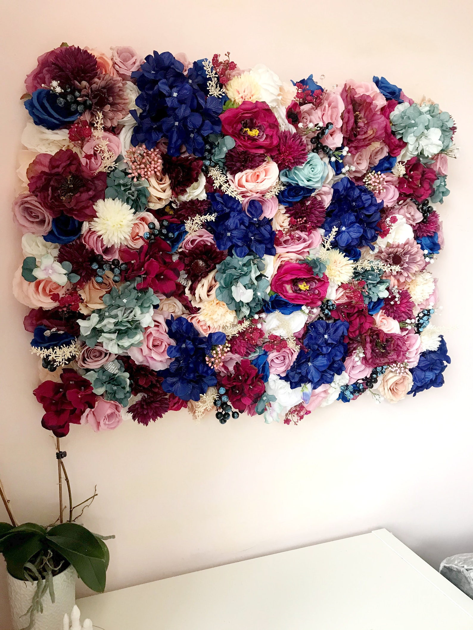 Purple Flower Wall Wedding Flower Backdrop Salon Flower Etsy UK