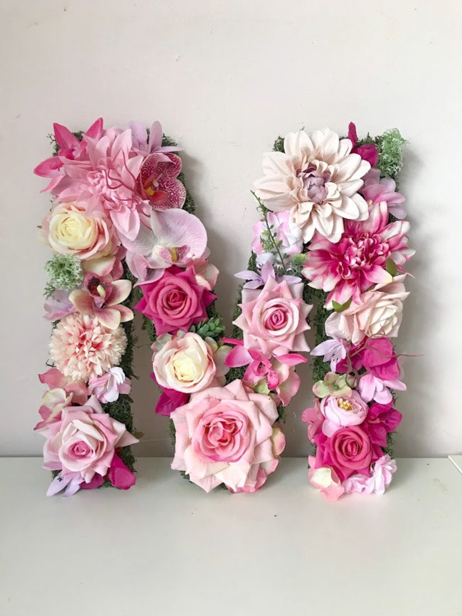 Flower Letter With Moss Floral Letters Woodland Nursery Etsy Canada