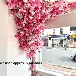 Luxury Faux Cherry Blossom Garland 150cm | Pink Artificial Flower Garland, Cherry Blossom Decor image 1