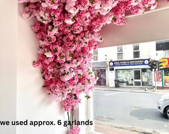 Pink Cherry Blossom Flower Garland: Shop Front Decor - Etsy