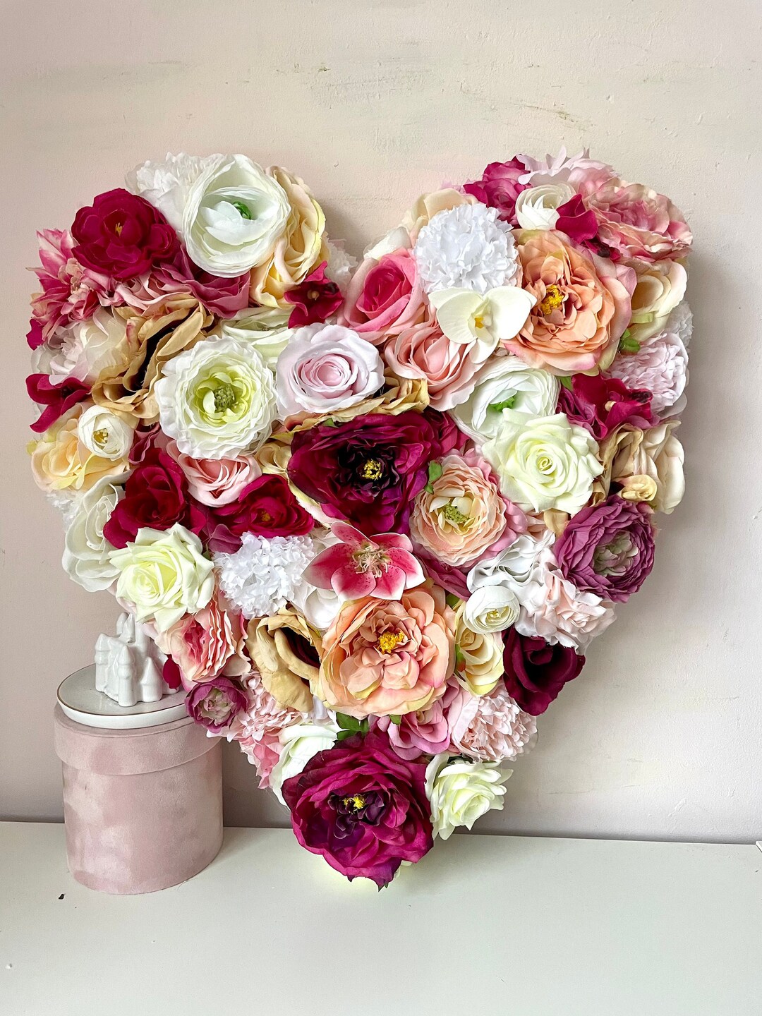 3D Flower Heart Large Floral Heart Artificial Flower Heart Etsy