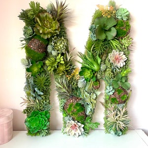 Moss Succulent Letter Sign: 3D Green Wall Decor