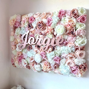 Personalized Silk Flower Wall: Custom Name Sign, Wedding Backdrop