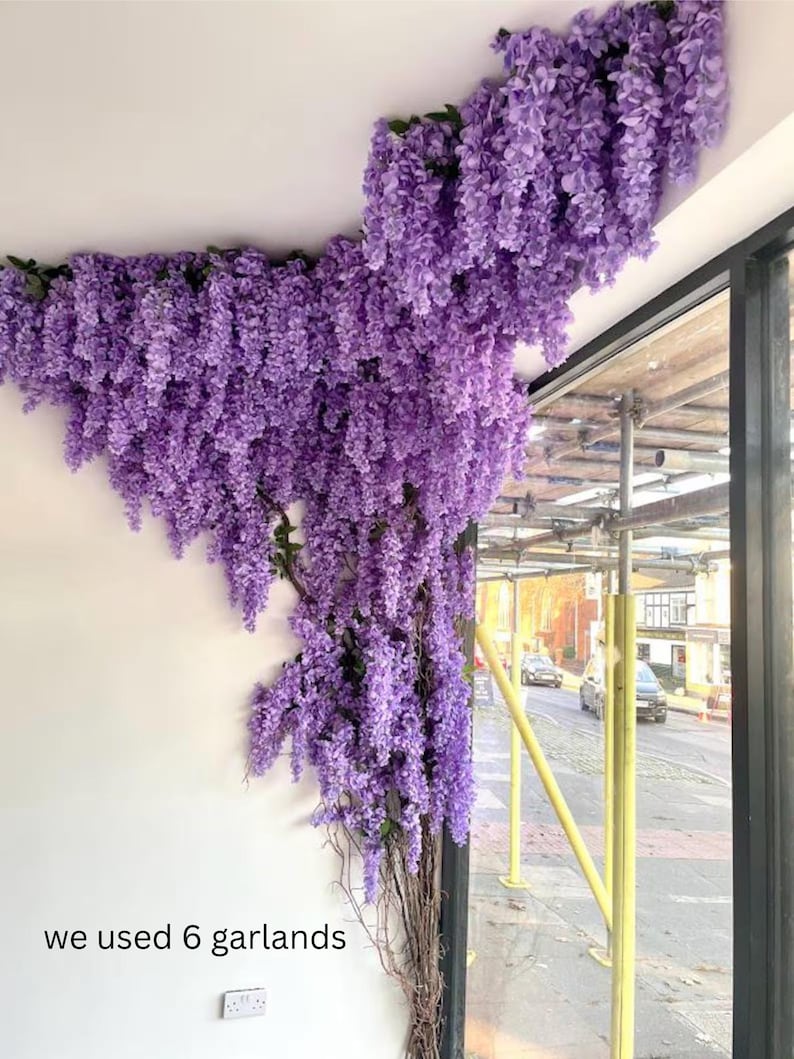 Luxury Purple Wisteria Garland, Faux Wisteria Flower Decor image 2