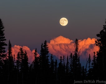 Harvest Moon-fine Art-landscape Photography-rocky Mountains-sunset