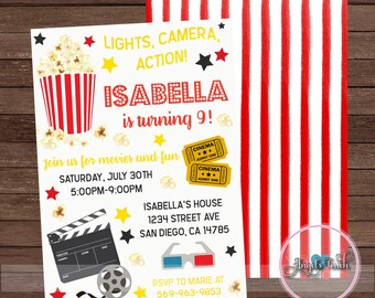 movie and pool party invitation movie night party invitation etsy