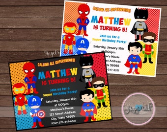 super hero party invitation superheroes birthday invitation etsy