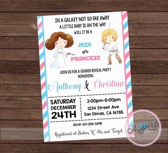 Gender Reveal Invitation Star Wars Gender Reveal Party Etsy