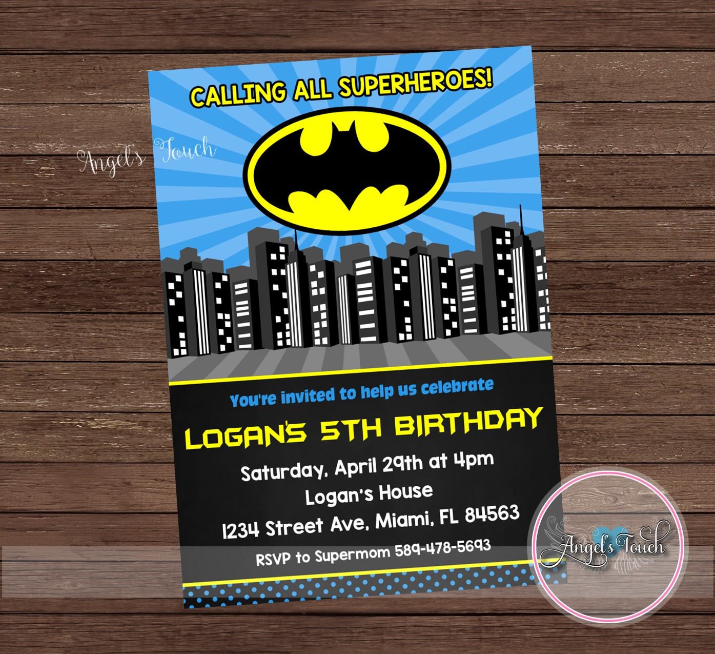 Batman Party Invitation Batman Birthday Invitation Batman Etsy