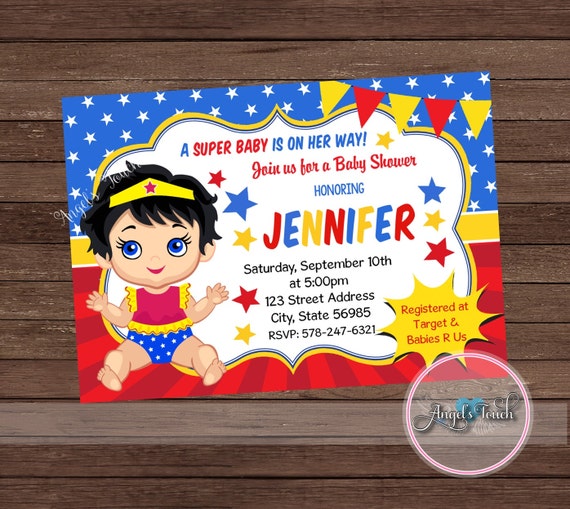 Wonder Woman Baby Shower Invitation Wonder Woman Baby Etsy