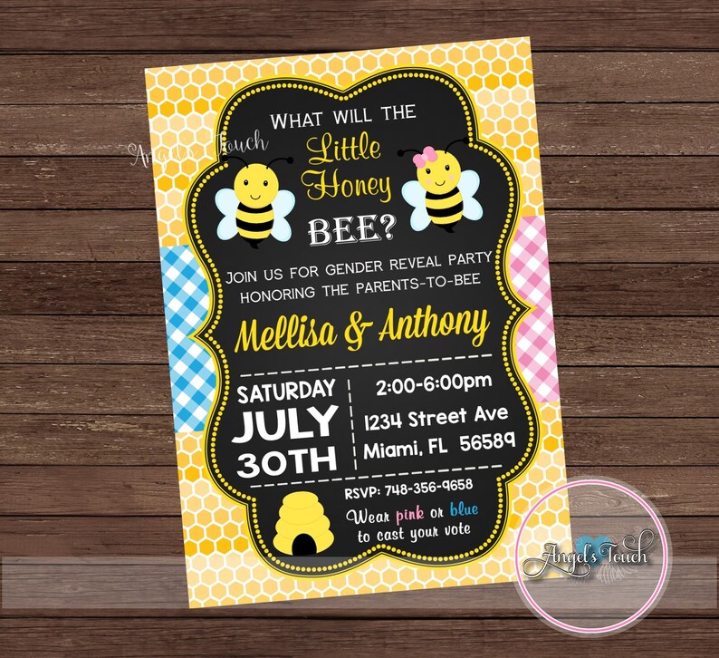 Bumble Bee Gender Reveal Party Invitation Bees Baby Gender Etsy