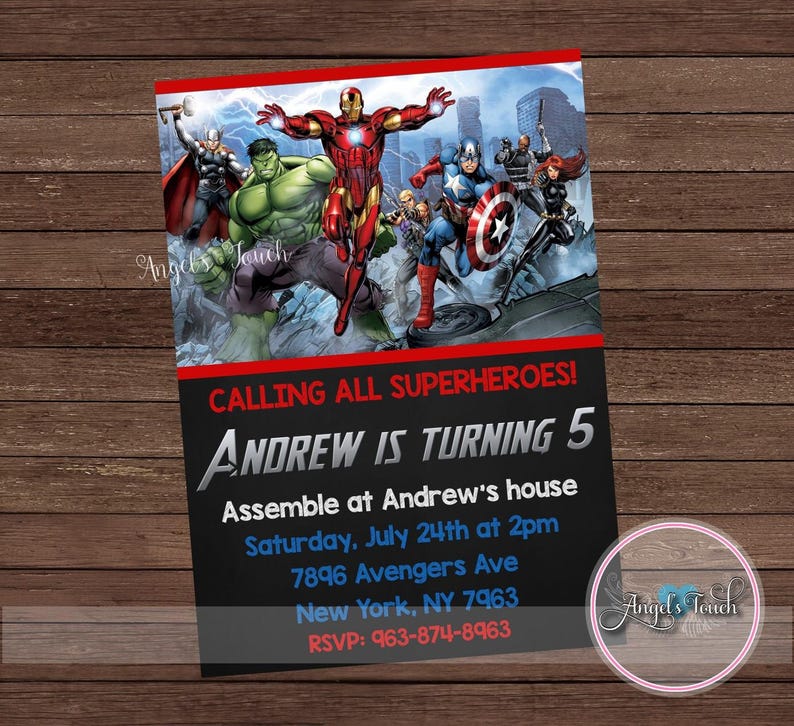 Avengers Party Invitation The Avengers Birthday Invitation Etsy