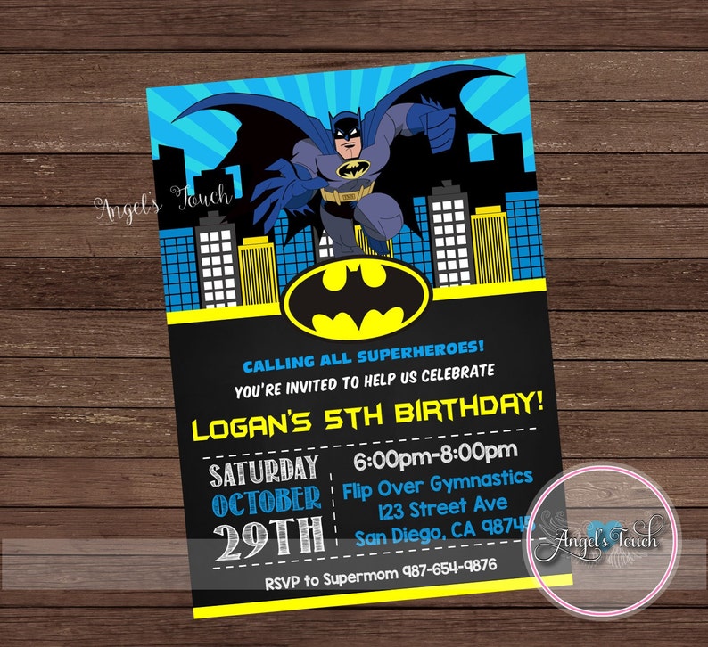 Batman Party Invitation Batman Birthday Invitation Batman Etsy
