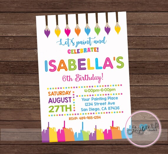 painting party invitation painting birthday party invitation etsy